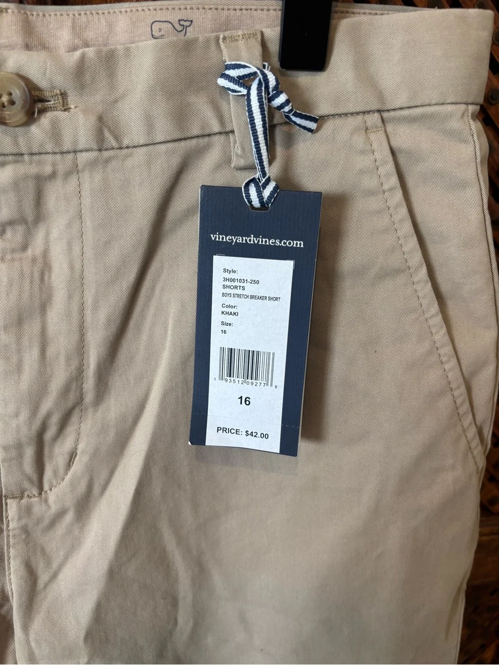 Vineyard Vines Boys Tan Chino Shorts